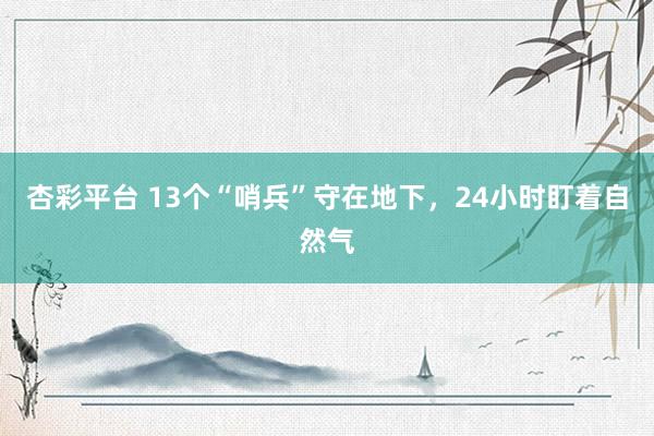杏彩平台 13个“哨兵”守在地下，24小时盯着自然气