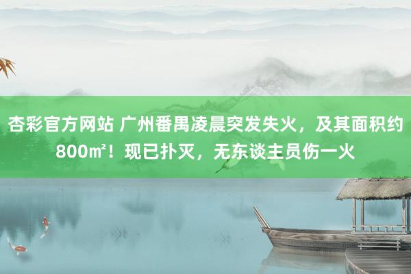 杏彩官方网站 广州番禺凌晨突发失火，及其面积约800㎡！现已扑灭，无东谈主员伤一火