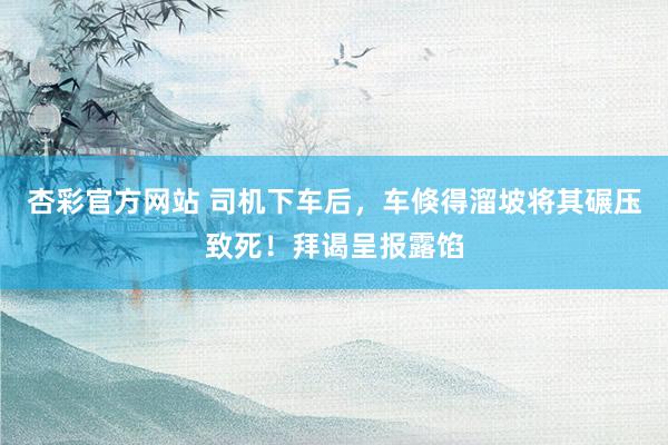 杏彩官方网站 司机下车后，车倏得溜坡将其碾压致死！拜谒呈报露馅