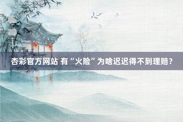 杏彩官方网站 有“火险”为啥迟迟得不到理赔？