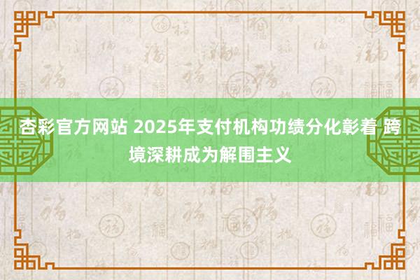 杏彩官方网站 2025年支付机构功绩分化彰着 跨境深耕成为解围主义