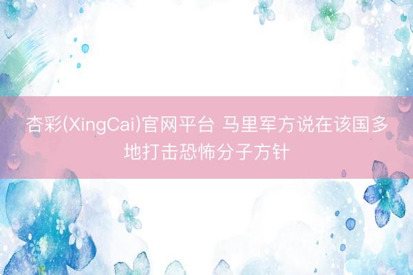 杏彩(XingCai)官网平台 马里军方说在该国多地打击恐怖分子方针