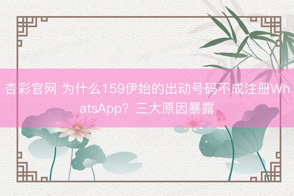 杏彩官网 为什么159伊始的出动号码不成注册WhatsApp？三大原因暴露